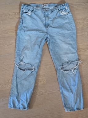 20/35 R Curve Love Abercrombie & Fitch Light Blue Straight Leg Jeans Distressed